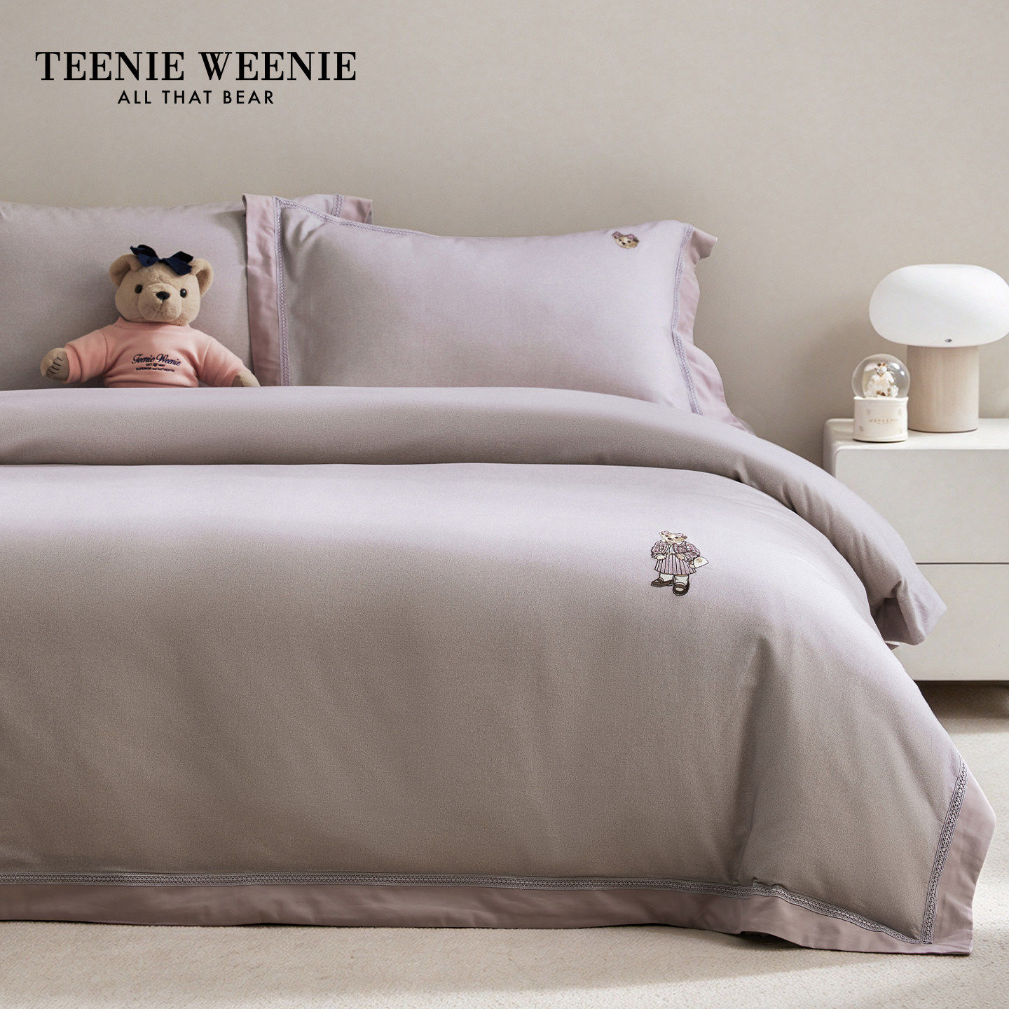 TeenieWeenie小熊轻奢全棉长绒棉加厚磨毛四件套1.8m纯棉床单被套