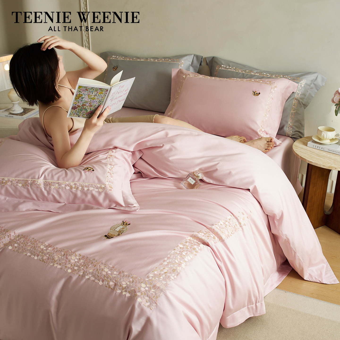 TeenieWeenie小熊2025新款四件套轻奢流光棉丝滑亲肤高级床单被套