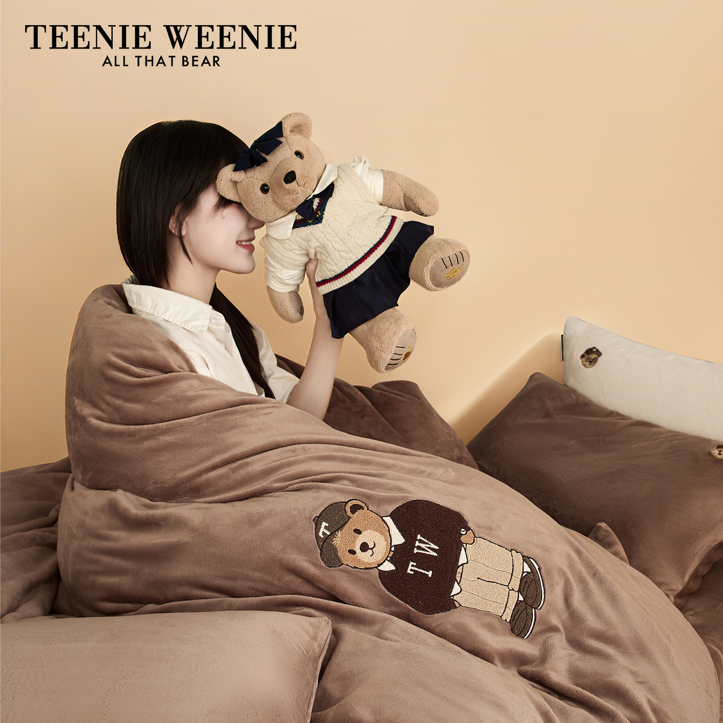 TeenieWeenie床上牛奶绒毛绒四件套床品双面绒被套加绒珊瑚绒床单