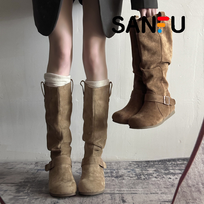 复古长筒靴女加绒时装靴