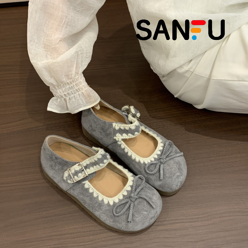 法式蝴蝶结单鞋勃肯鞋女