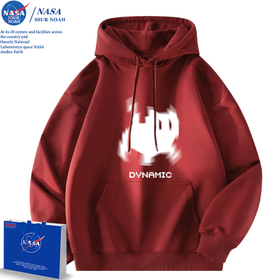 美式像素猫咪酒红色卫衣男女同款