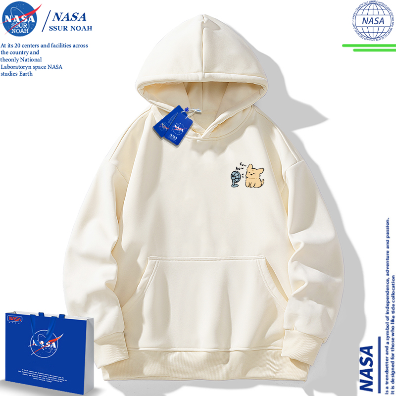 NASA吹风扇小狗连帽卫衣男女同款