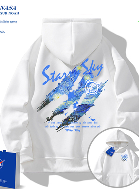 NASA联名梵高星空卫衣男2026新款春秋季美式潮牌连帽外套男女上衣
