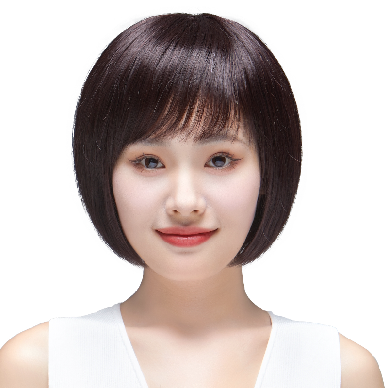 假发全头套女真发全真人发丝短发波波头自然中老年女士妈妈款发套