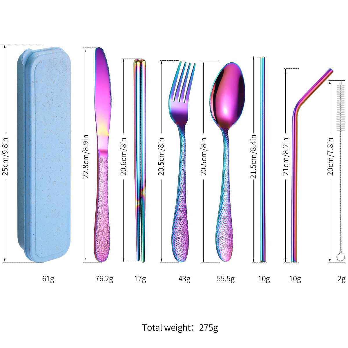 新款直销不锈钢便携餐具套装7件套筷子刀叉勺子吸管家用户外学生,餐饮具,西餐餐具套装,淘宝优惠券,粉丝福利购,淘宝优惠卷
