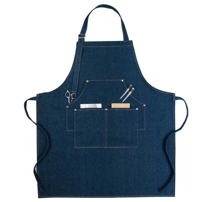 新款直销跨境牛仔帆布围裙定 制logo园艺理发店咖啡师花艺师工作