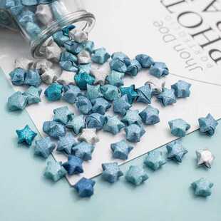 新款直销星星折纸渐变色夜光幸运星条五角星折纸闪钻发光DIY手工