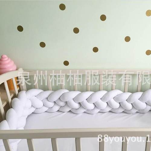 新款直销ins新款四股丹麦编织麻花长条打结抱枕儿童床围栏护栏装