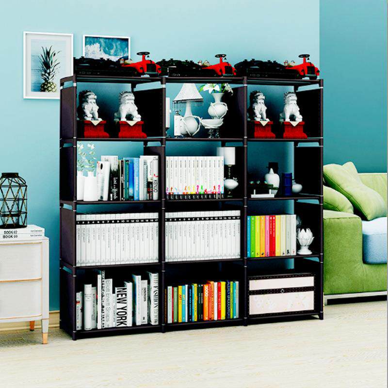 新款直销热销款书架三列多层钢管组装加固书柜家用收纳整理学生置