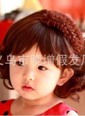 新款直销化纤儿童假发短卷发女童头套wig小孩子3-8岁演出假发现货