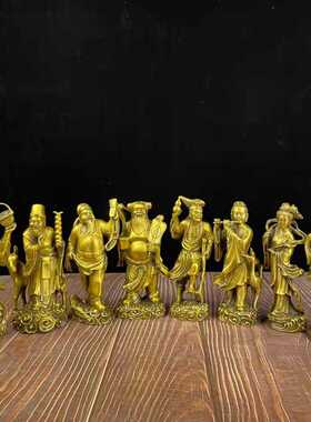 新款直销古玩杂项铜器黄铜摆件八仙一套金属工艺品办公场所纸盒包