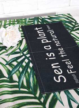 新款直销加工来图logo 东南亚绿色植物棉麻盖布冰箱洗衣机防尘罩