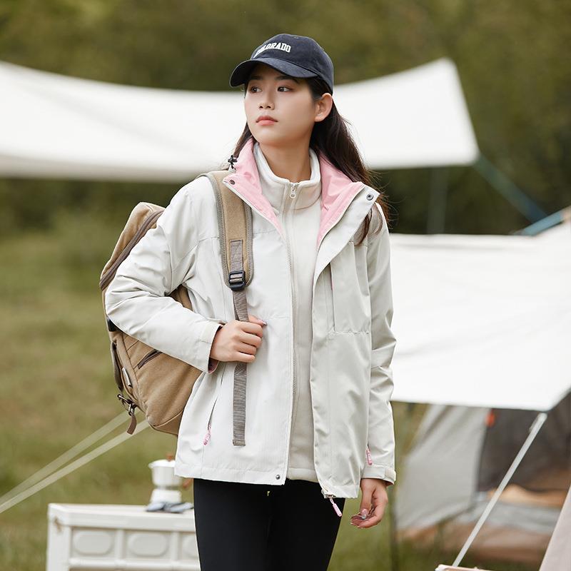 新款直销冲锋衣三合一可拆卸两件套男女款秋冬新款户外防风防水登