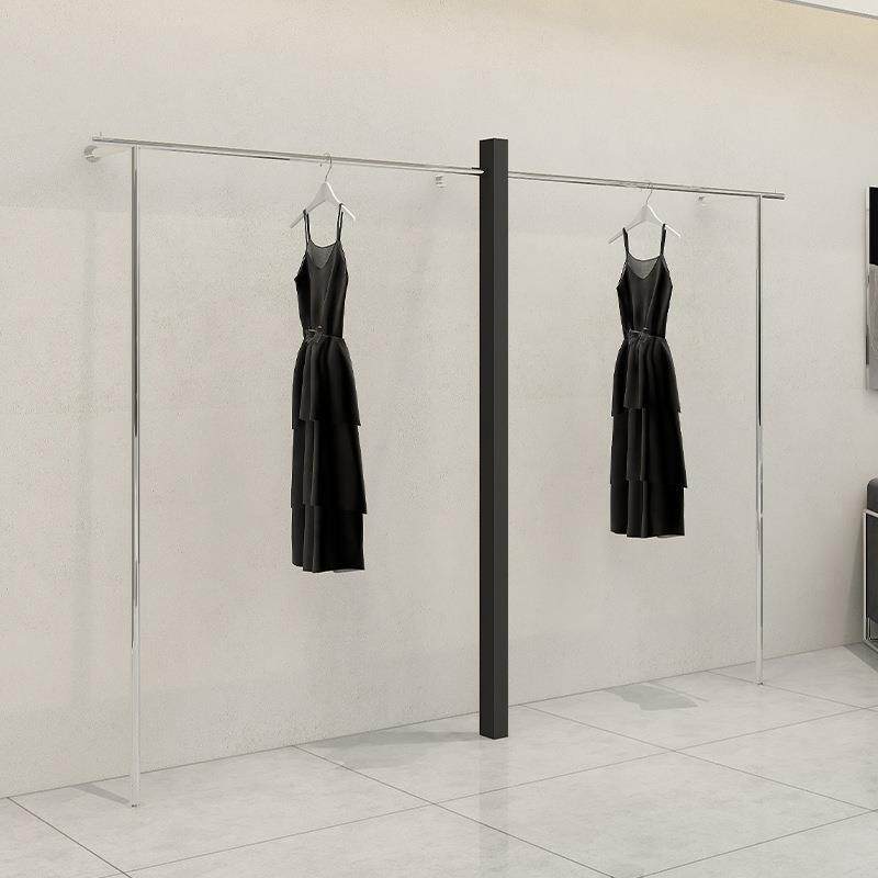 新款直销服装店展示架侧挂陈列架买手店不锈钢中岛架落地式女装黑