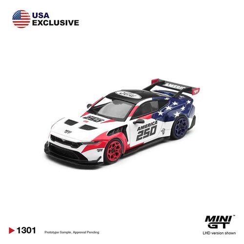 MINIGT1:64 #1301 福特野马 Mustang GTD 合金汽车模型美国国旗