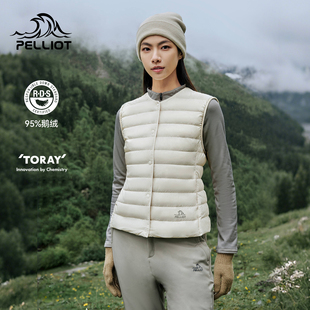 伯希和户外800蓬羽绒马甲女2025新款轻薄登山运动防风排骨羽绒服