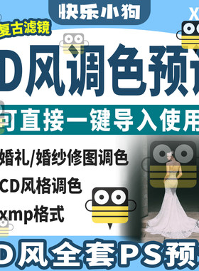 婚礼婚纱照修图CD风格调色ps预设高级复古滤镜lr直接导入素材资料