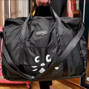 日系猫咪卡通可爱折叠大容量旅行包便携行李袋男女出行健身包