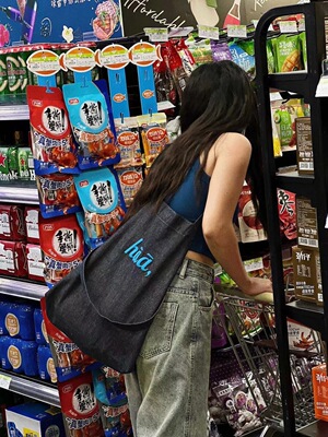 TYGA新款帆布包休闲百搭Terber牛仔包大容量托特包小众单肩斜挎包