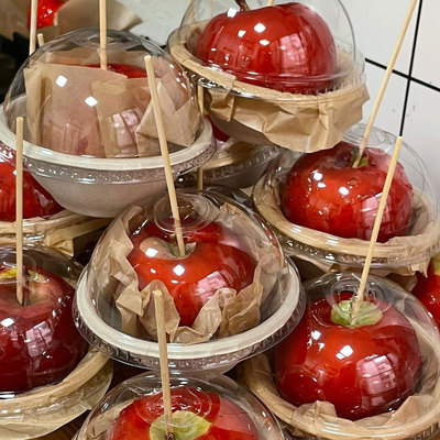 糖苹果碗一次性苹果糖打包盒网红纸碗带球盖打包碗甜品碗摆摊商用