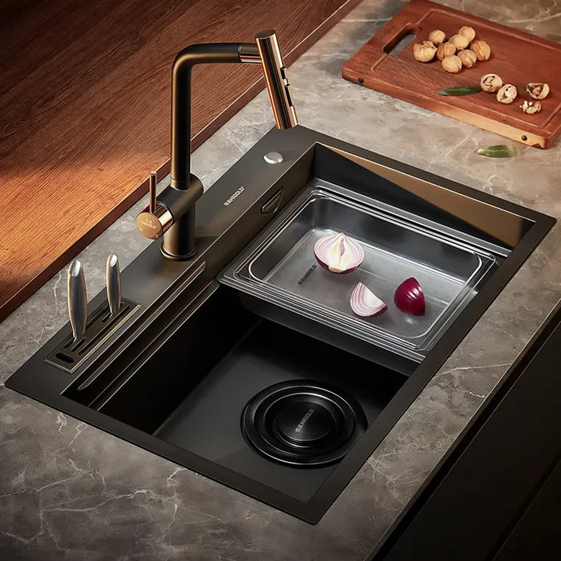 悍高多功能纳米水槽952357加厚不锈钢大单槽750*480*228洗菜盆