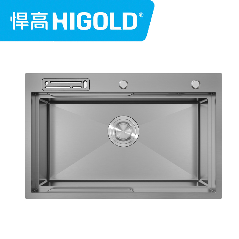 悍高多功能纳米水槽952406不锈钢大单槽750X480X228厨房洗碗盆