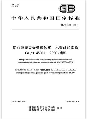 GB/T 45007-2024 职业健康安全管理体系 小型组织实施GB/T 45001-2020指南