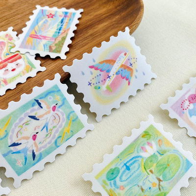 【邮票贴纸】麻辣糯米周 环游记 闪砂唯美可爱盐系日付麻周现货