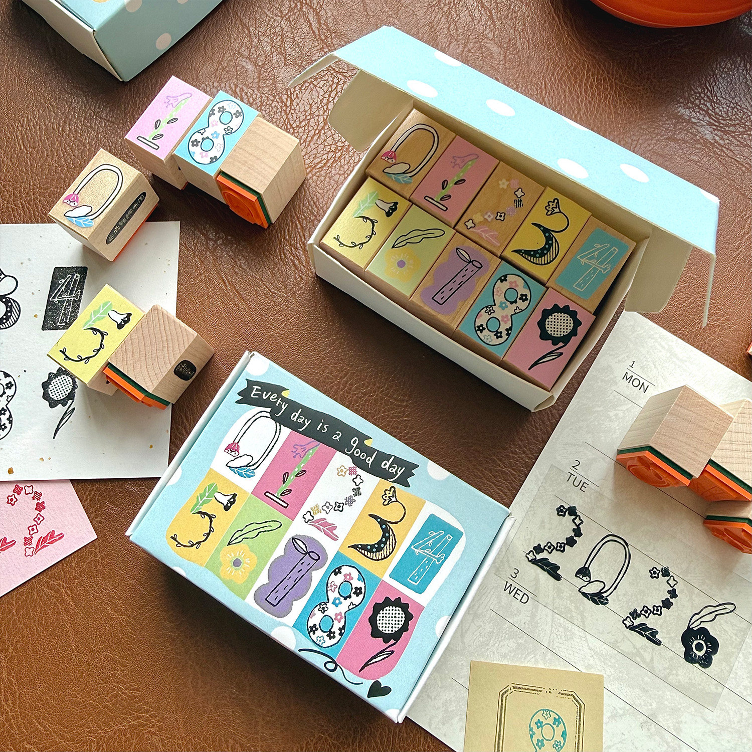 【印章】麻辣糯米周 数字木质印章 枫木橘皮橙色橡胶泡棉彩色章面
