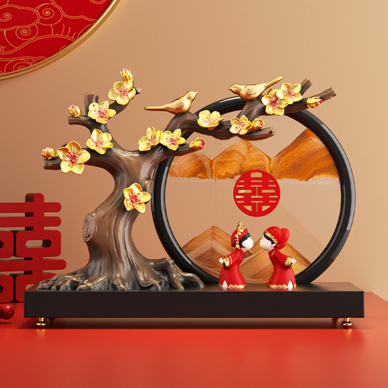 订婚摆台结婚布置婚房装饰创意流沙画摆件新婚礼物送新人高级实用