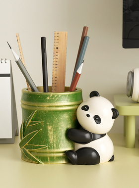 成都熊猫文创纪念品笔筒中国风伴手礼办公室摆件创意可爱毕业礼物