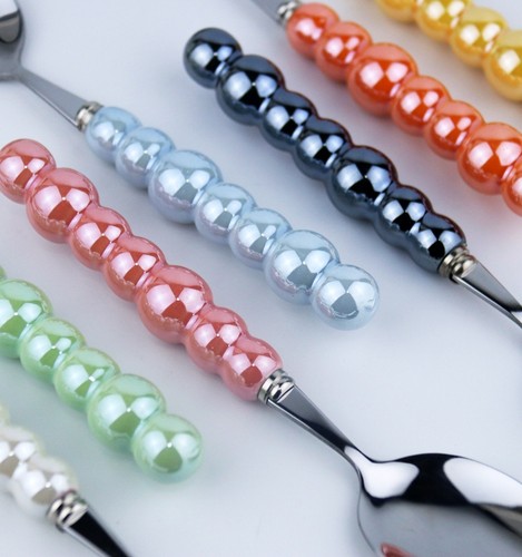 珍珠陶瓷手柄西餐餐具ins风少女心家用不锈钢刀叉勺牛排意面甜品