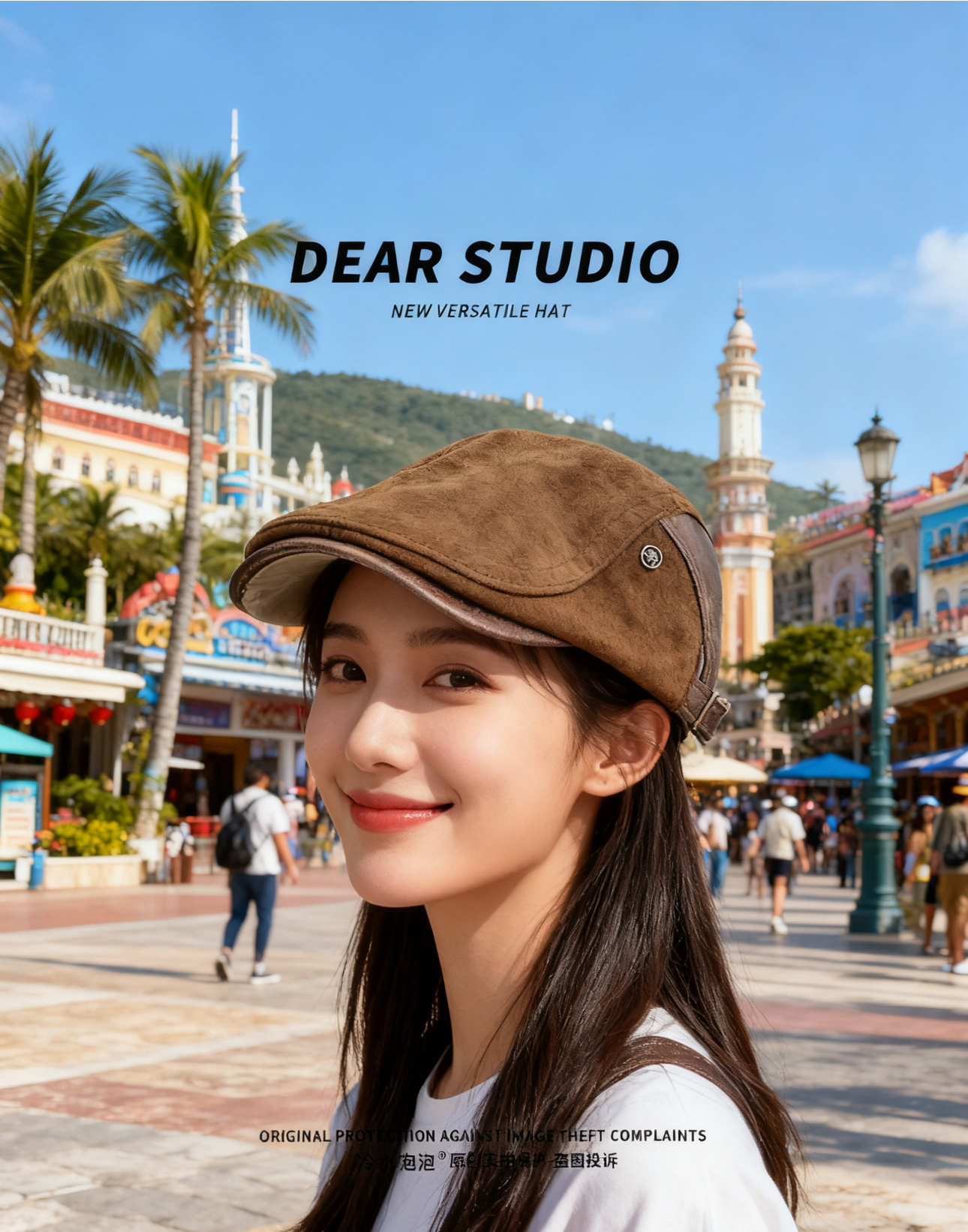 2025秋冬新款前进帽秋冬气质鹿皮绒鸭舌帽高级定制复古款女帽个性