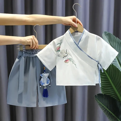汉服男.童夏季儿.童唐装薄款民族风童.装男孩复古套装飘逸宝宝国