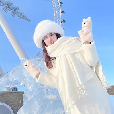 东北旅游羊绒围巾女冬高级感披肩