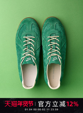 NEXT IMPULSIVE薄底halo绿色德训鞋男女同款高级感时尚休闲鞋子