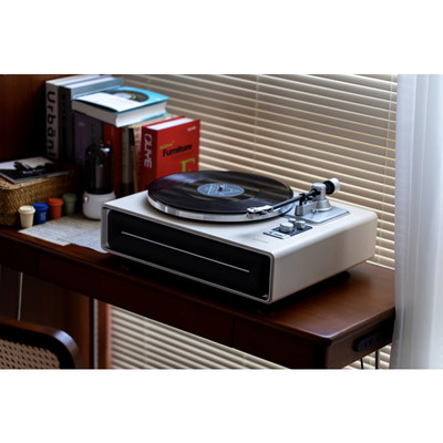 Syitren赛塔林SEVIA一体式LP黑胶唱片机 可蓝牙 复古留声机奶油白