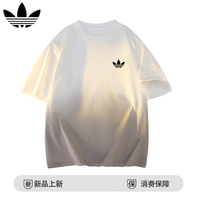 渐变圆领原宿风男女T恤情侣短袖