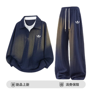 品牌现货撤柜】品牌折扣 秋季美式假两件休闲卫衣百搭大码两件套