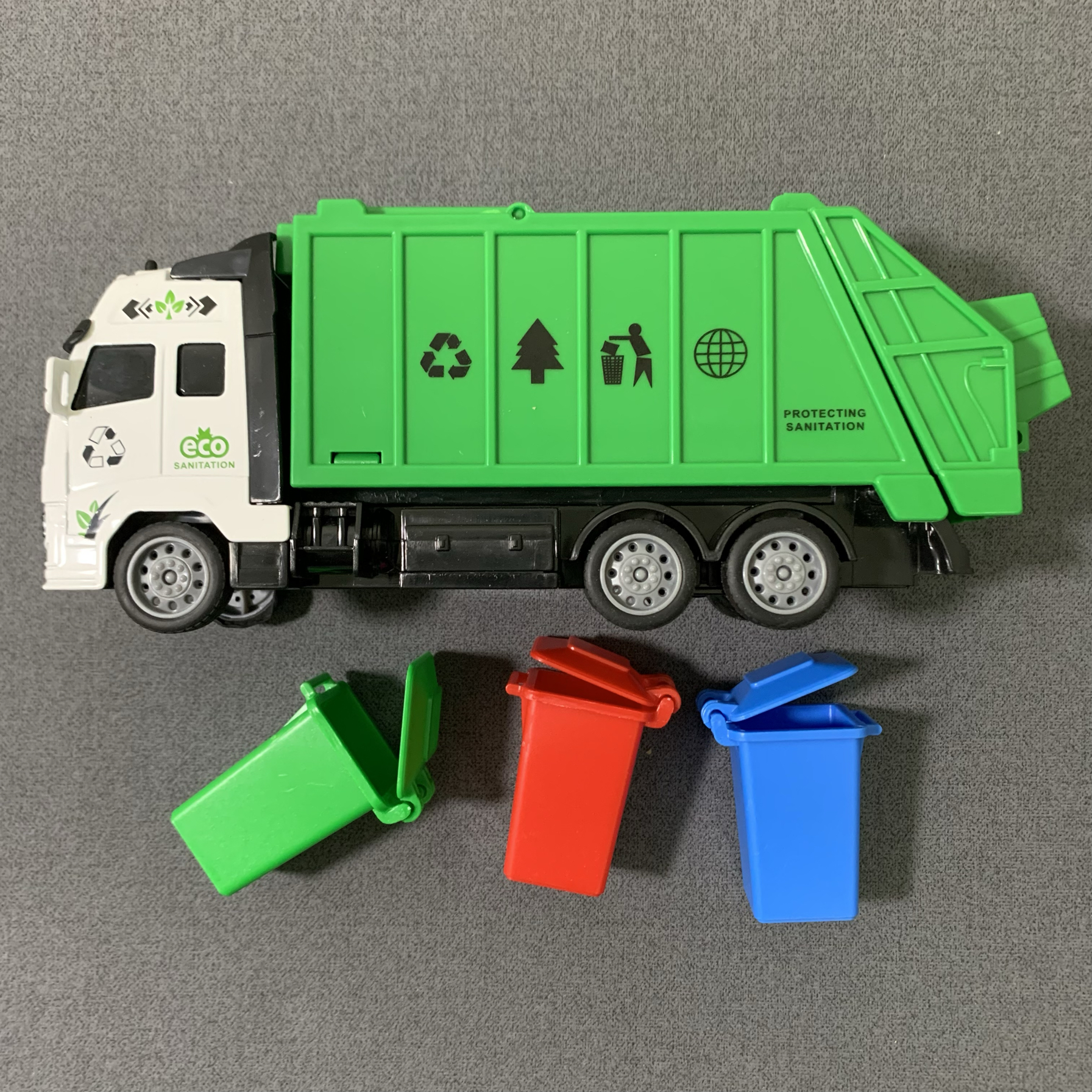 合金垃圾车儿童玩具清运垃圾分类桶环卫工程车模型男孩玩具回力车