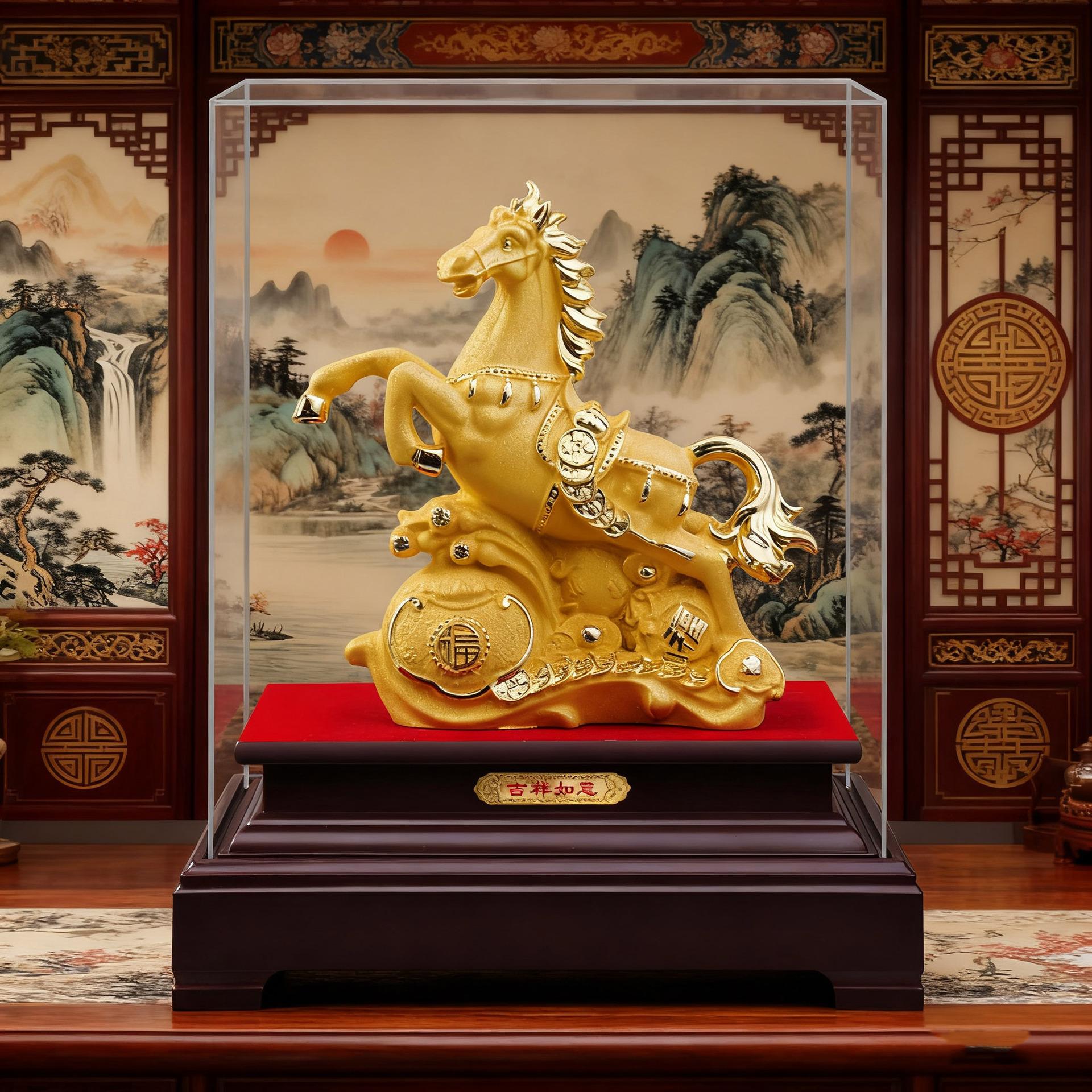 马年礼品绒沙金吉祥如意