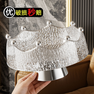 新款果盘创意水果盘带叉子套装家用轻奢高端客厅茶几高颜值零食盘