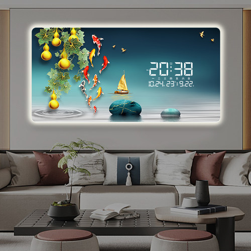 高宅静音雷达感应装饰画电子挂钟