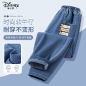 迪士尼春季 子 校园男童帅气校园百搭裤 运动宽松儿童牛仔裤 2026新款