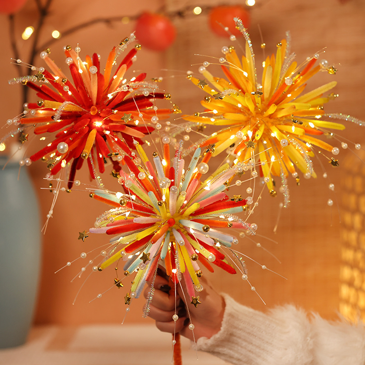 新年烟花灯炫彩花灯扭扭棒手工编织diy材料包发光儿童玩具礼物,节庆用品/礼品,花灯,淘宝优惠券,粉丝福利购,淘宝优惠卷