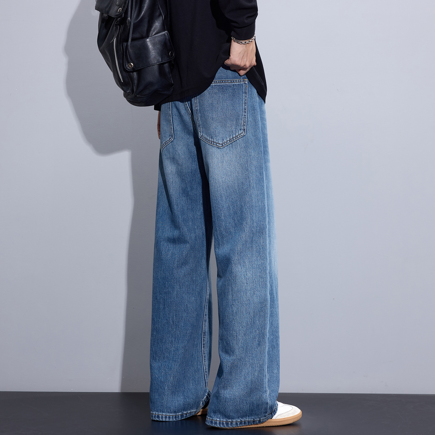 Kuvine美式复古高街微喇牛仔裤男