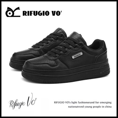 Rifugio Vo'黑色空军板鞋一号男款百搭春季运动休闲厚底小黑鞋男