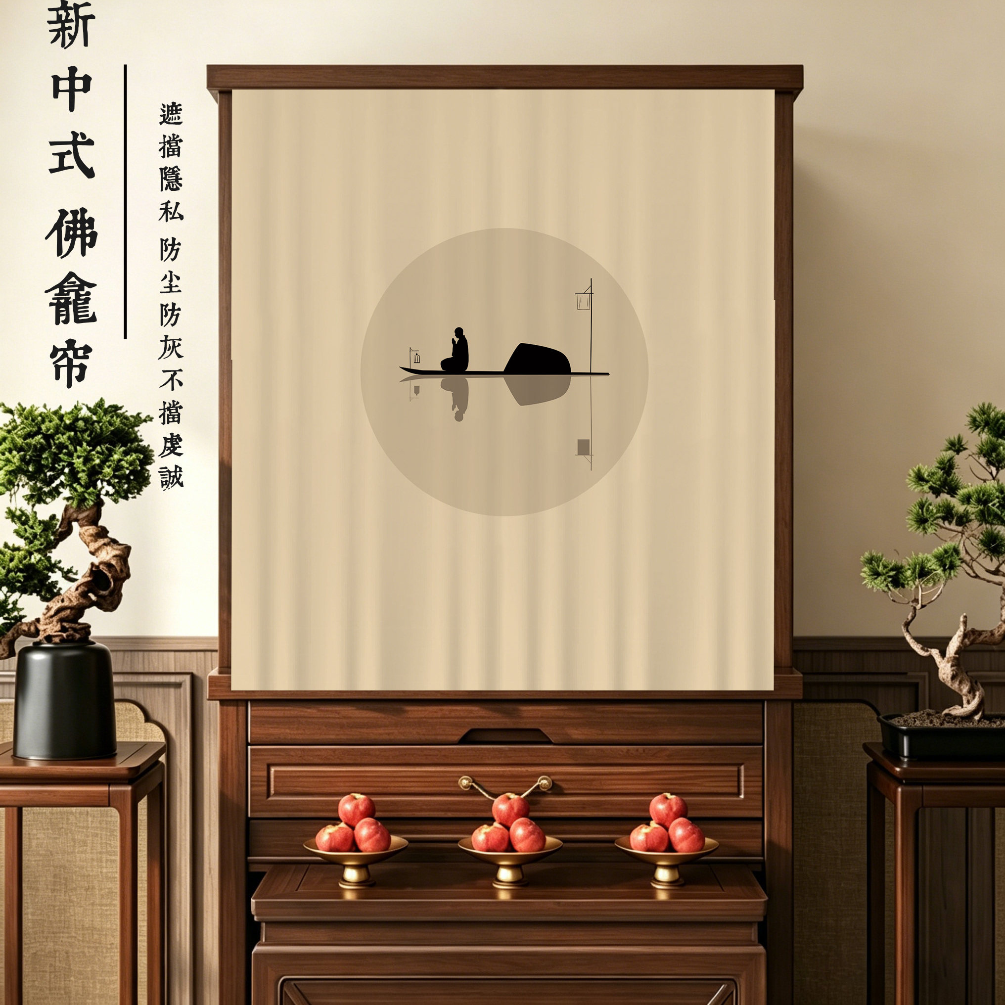 哇塞！佛龛免打孔遮挡帘挂帘定制图片