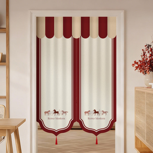 马年门帘中式家用卧室卡通半帘卫生间遮挡入户风水装饰布艺隔断帘